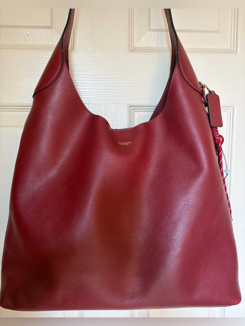Authentic Coach Brooklyn 39 Dark Ruby Red Genuine Full Grain Leather - Picture 3 of 16